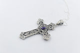 Stg Silver Heavy Cross with Amethyst