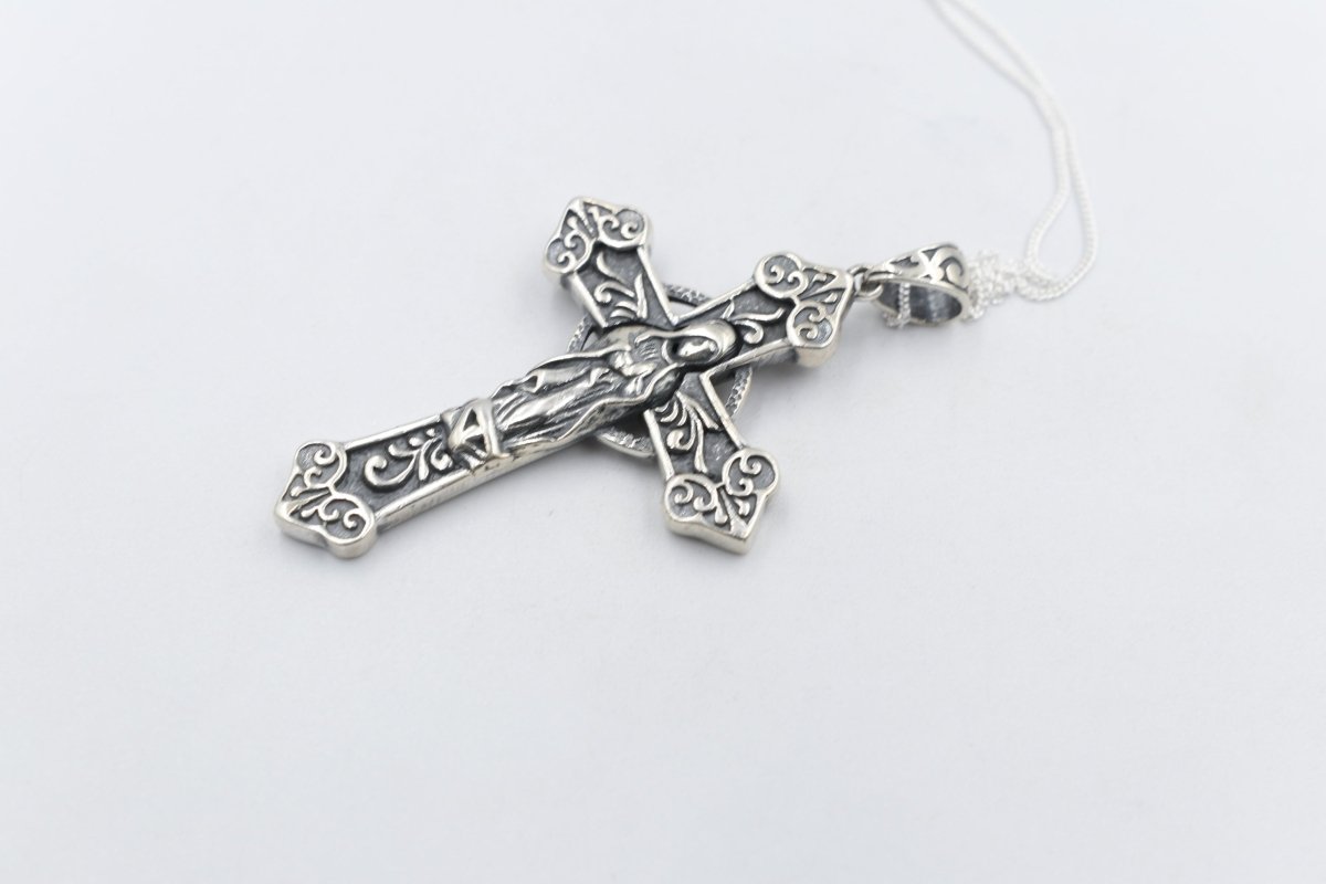 Stg Silver Heavy Cross with Amethyst
