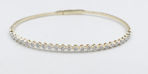 10K Gold Lab Diamond set Flex Bangle with clasp 0.80ct