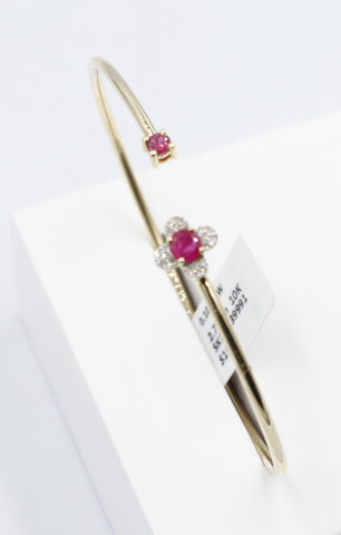 10K Gold Ruby & Diamond set Flex Bangle with 0.55ct ruby