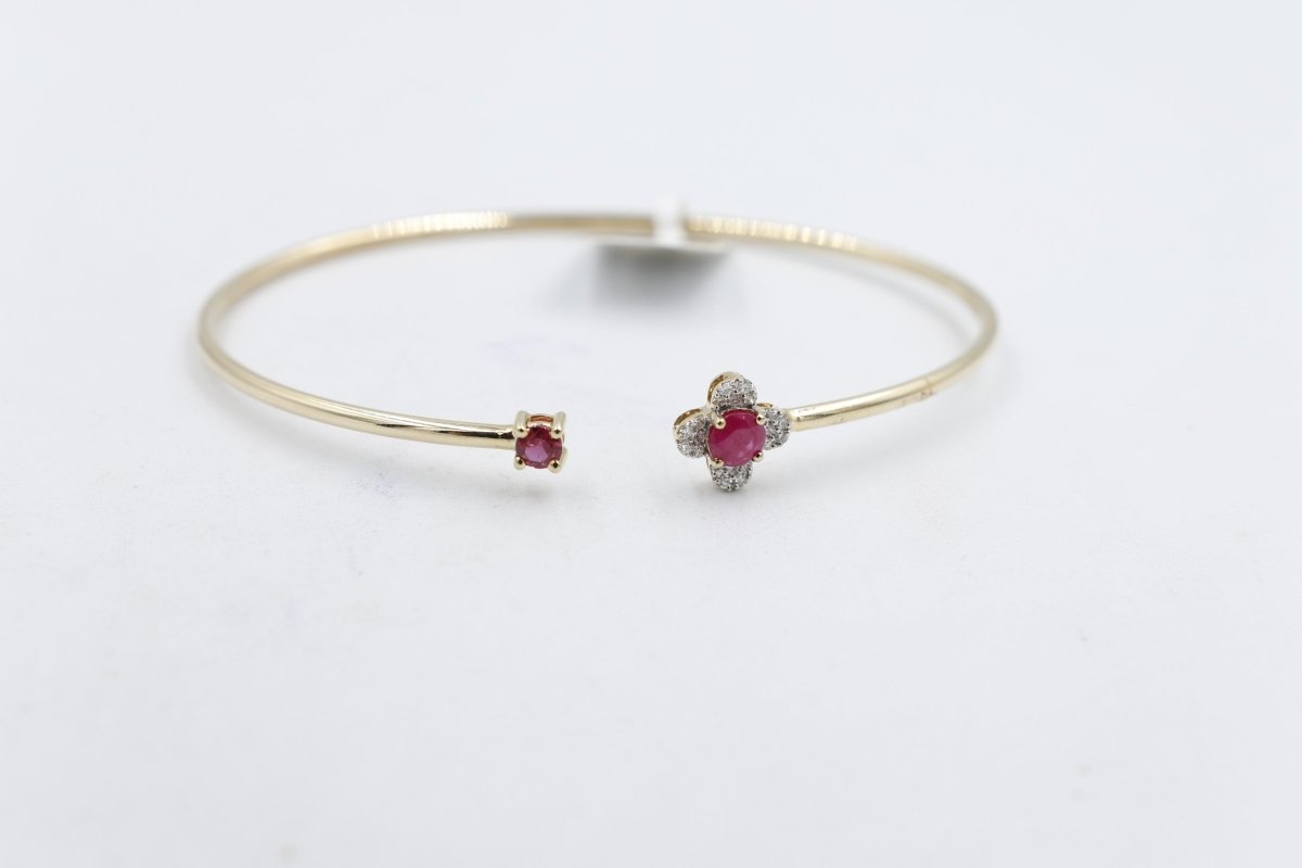 10K Gold Ruby & Diamond set Flex Bangle with 0.55ct ruby
