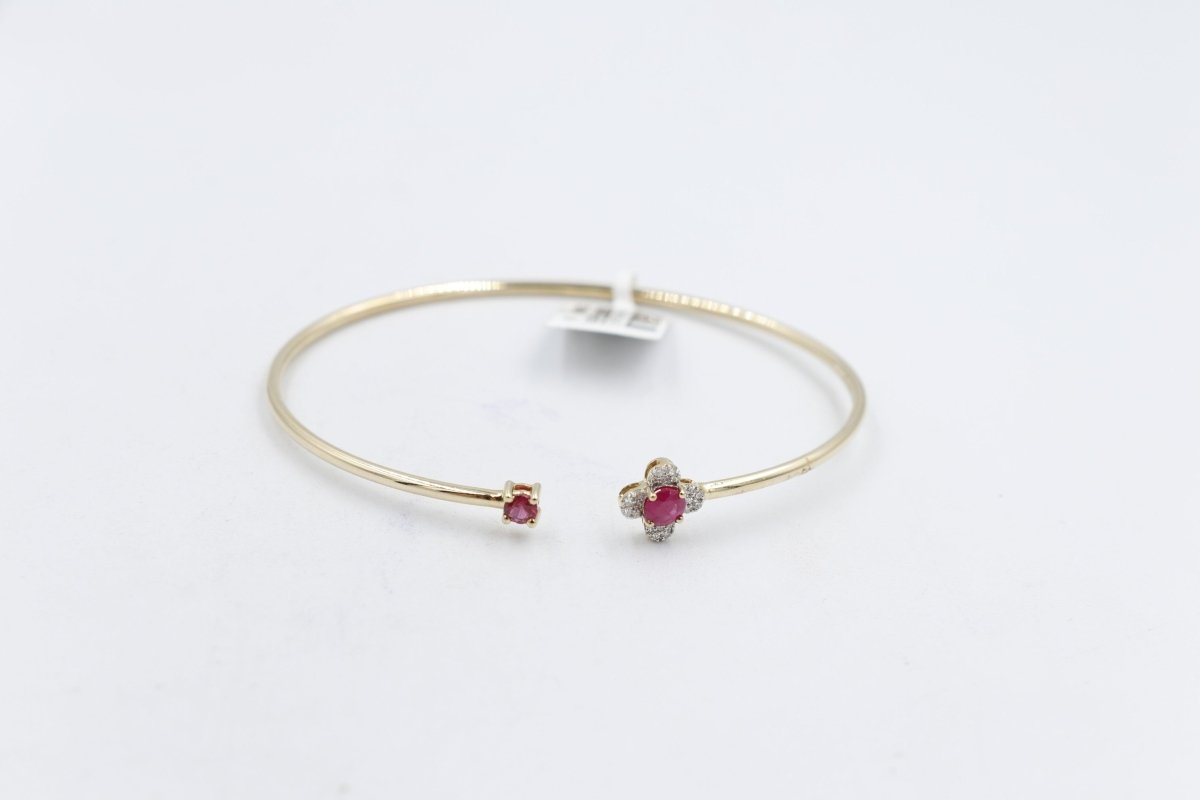 10K Gold Ruby & Diamond set Flex Bangle with 0.55ct ruby
