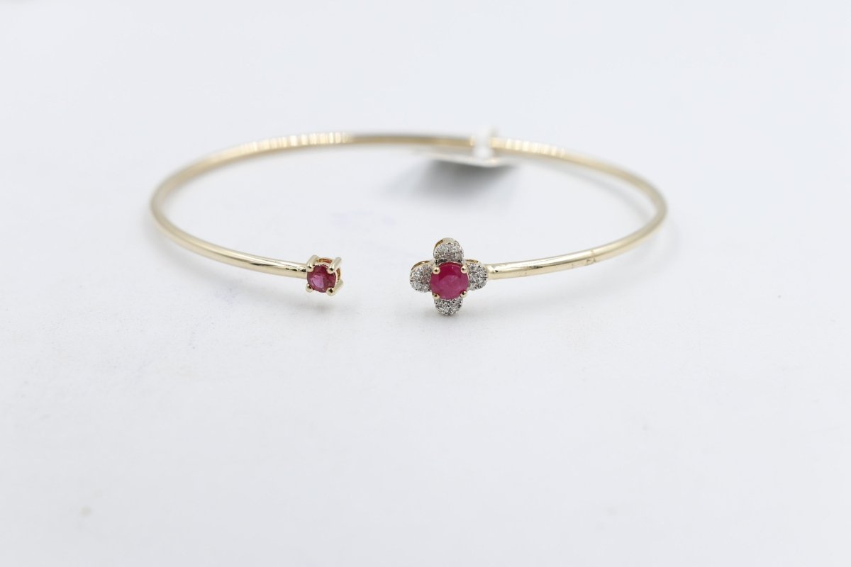 10K Gold Ruby & Diamond set Flex Bangle with 0.55ct ruby