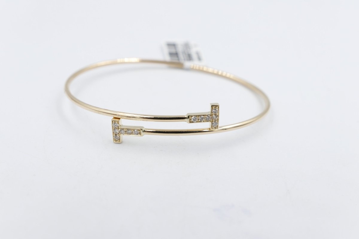 10K Gold Diamond set Flex Bangle with TDW 0.20ct