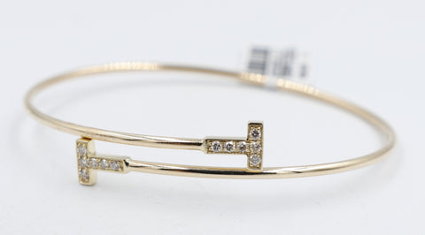 10K Gold Diamond set Flex Bangle with TDW 0.20ct