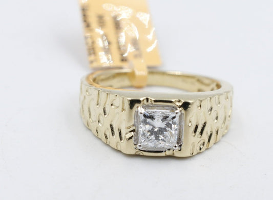 10ct Yellow Gold Lab Grown Diamond Mens Ring TDW 1ct