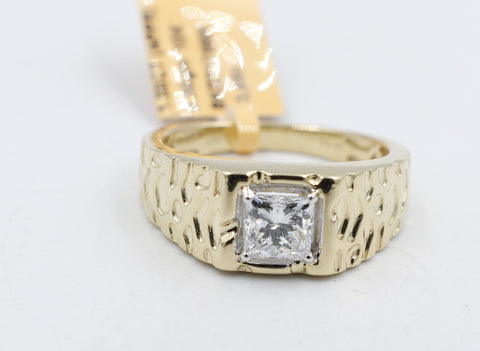 10ct Yellow Gold Lab Grown Diamond Mens Ring TDW 1ct