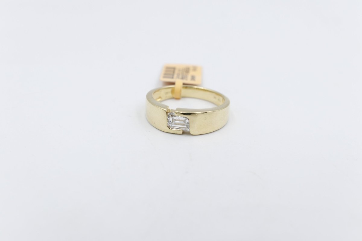 10ct Yellow Gold Lab Grown Radiant Cut Diamond Mens Ring TDW 1ct