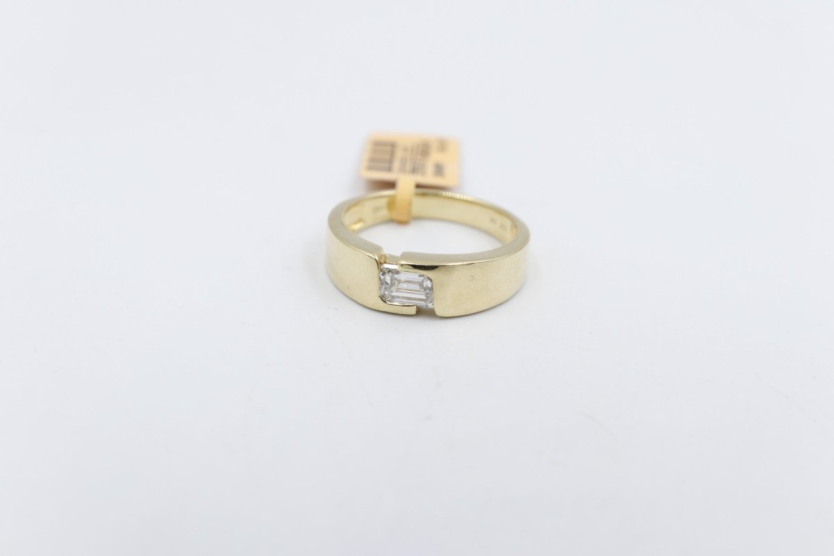 10ct Yellow Gold Lab Grown Radiant Cut Diamond Mens Ring TDW 1ct