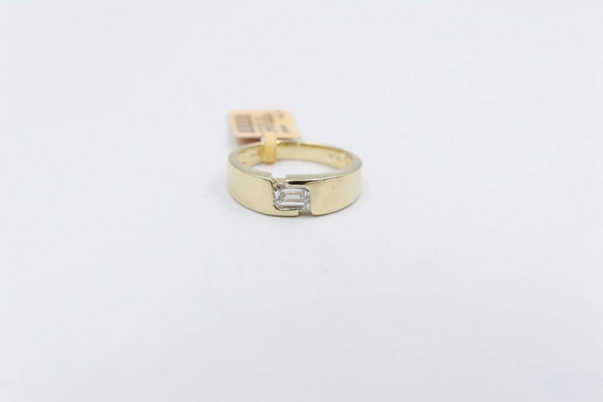 10ct Yellow Gold Lab Grown Radiant Cut Diamond Mens Ring TDW 1ct