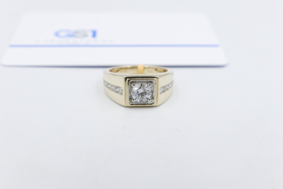 10ct Yellow Gold Lab Grown Diamond Mens Ring TDW 1.5ct