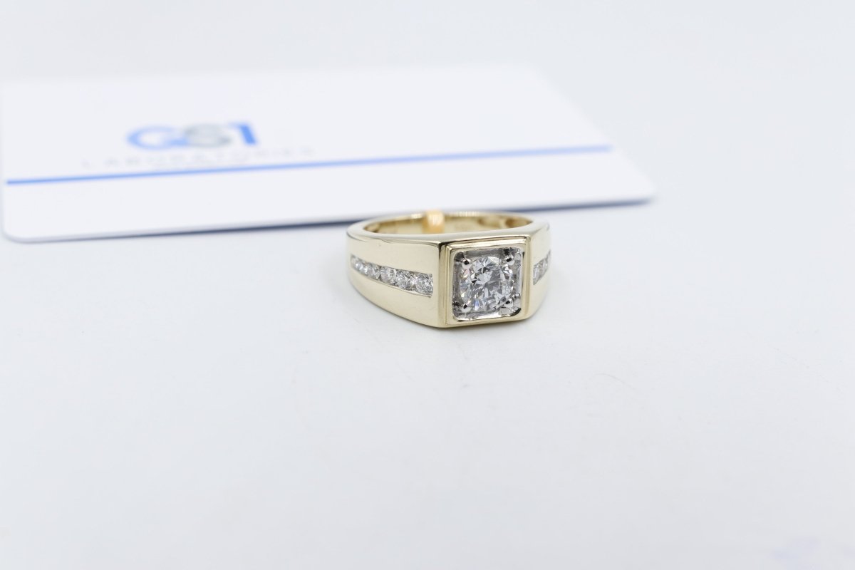 10ct Yellow Gold Lab Grown Diamond Mens Ring TDW 1.5ct