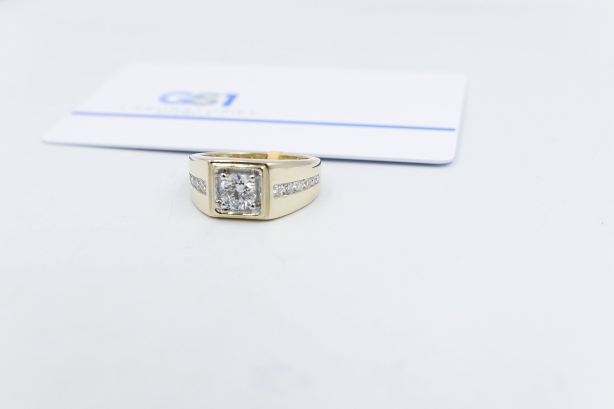 10ct Yellow Gold Lab Grown Diamond Mens Ring TDW 1.5ct