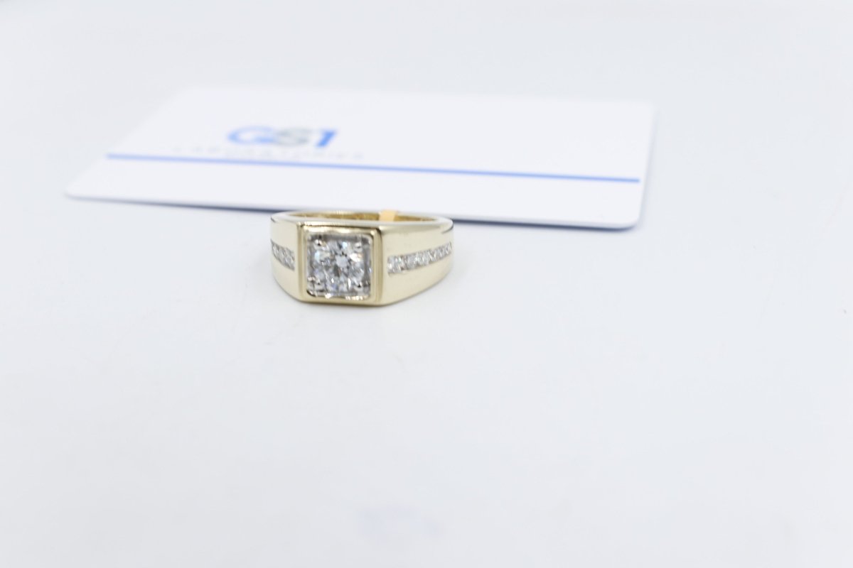 10ct Yellow Gold Lab Grown Diamond Mens Ring TDW 1.5ct