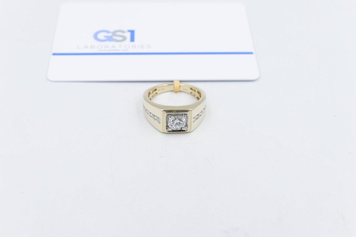 10ct Yellow Gold Lab Grown Diamond Mens Ring TDW 1.5ct