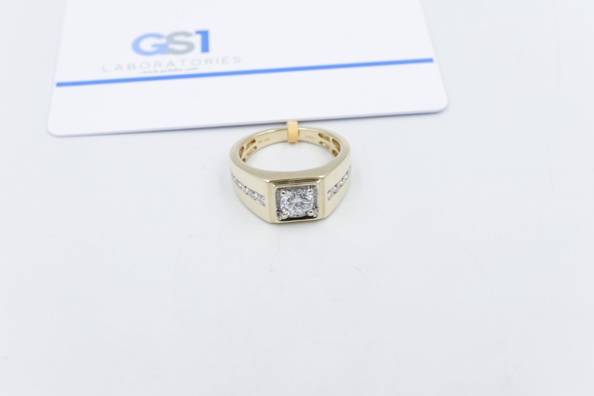 10ct Yellow Gold Lab Grown Diamond Mens Ring TDW 1.5ct