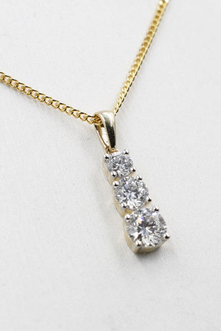 14kt Gold Set TDW 1ct Solitaire Lab Grown Diamond Pendent