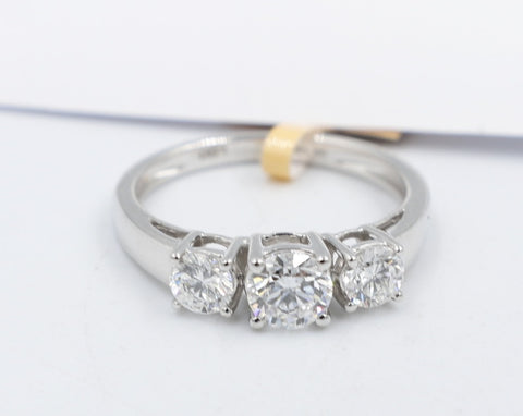 14ct White Gold Lab Grown Diamond  3 stone 1 carat Ring