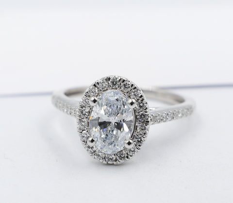 14ct white Gold Lab Grown Oval Diamond carat Ring 1.25ct
