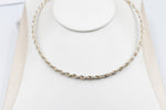 Stg Silver twist rope three tone necklace 46cm