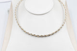 Stg Silver twist rope three tone necklace 46cm