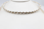 Stg Silver twist rope three tone necklace 46cm