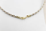 Stg Silver twist rope three tone necklace 46cm