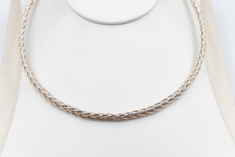 Stg Silver twist rope Two tone necklace 46cm