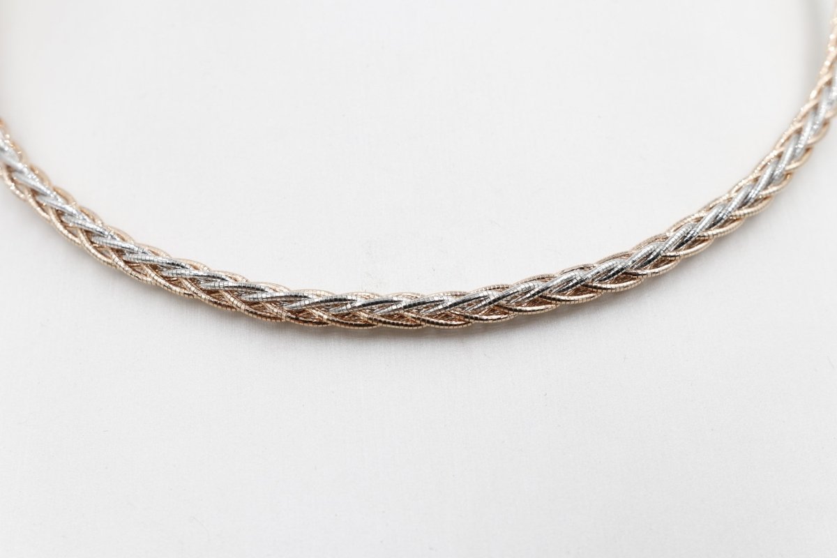 Stg Silver twist rope Two tone necklace 46cm