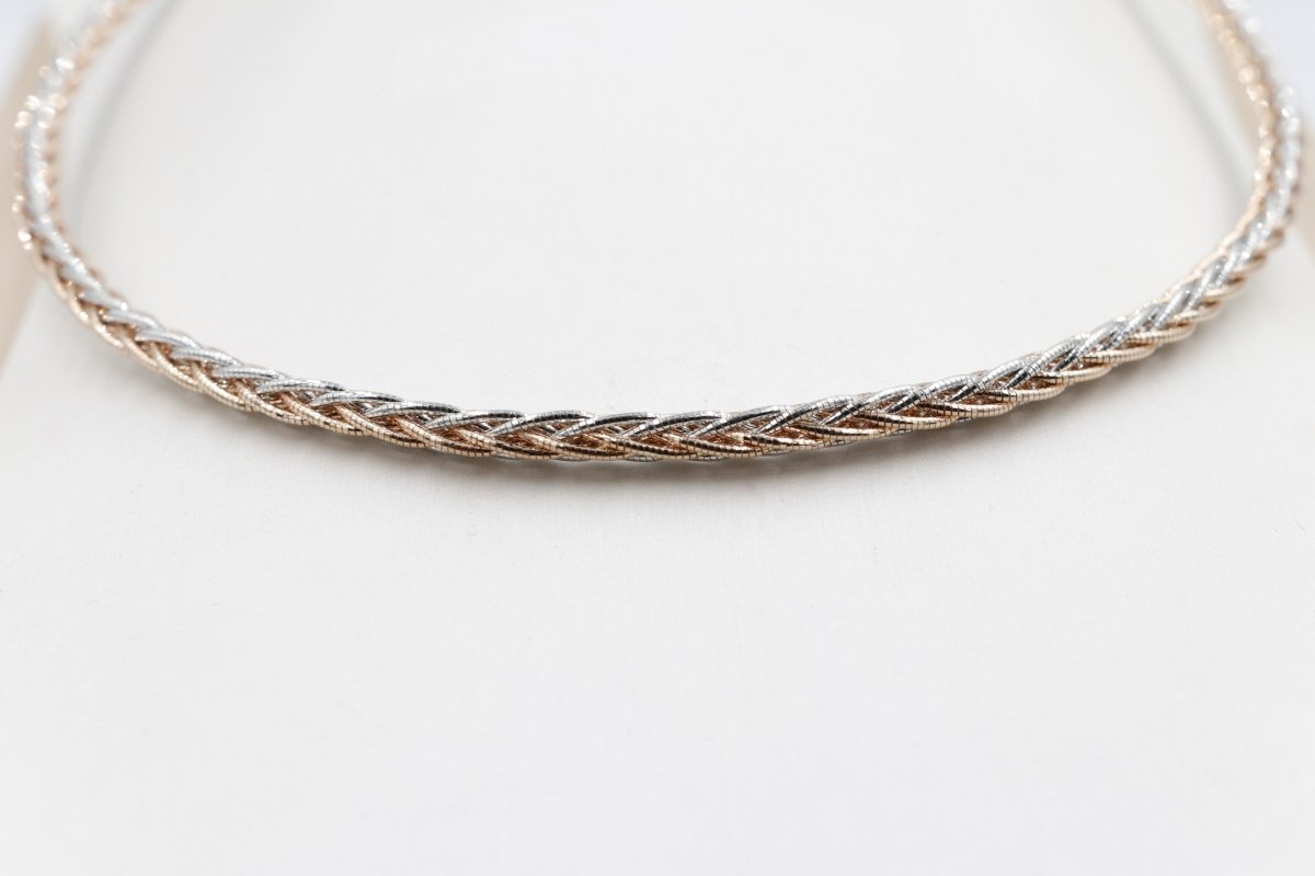 Stg Silver twist rope Two tone necklace 46cm