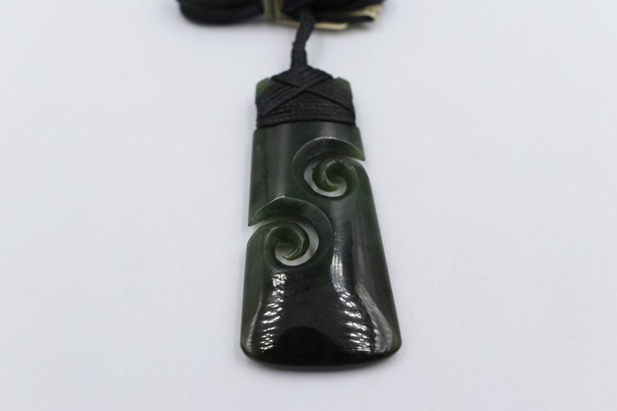 New Zealand Greenstone Toki with Double Koru