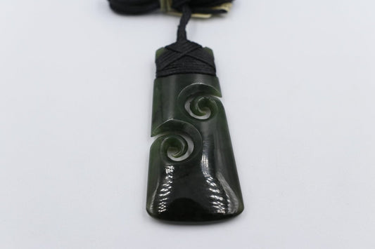 New Zealand Greenstone Toki with Double Koru