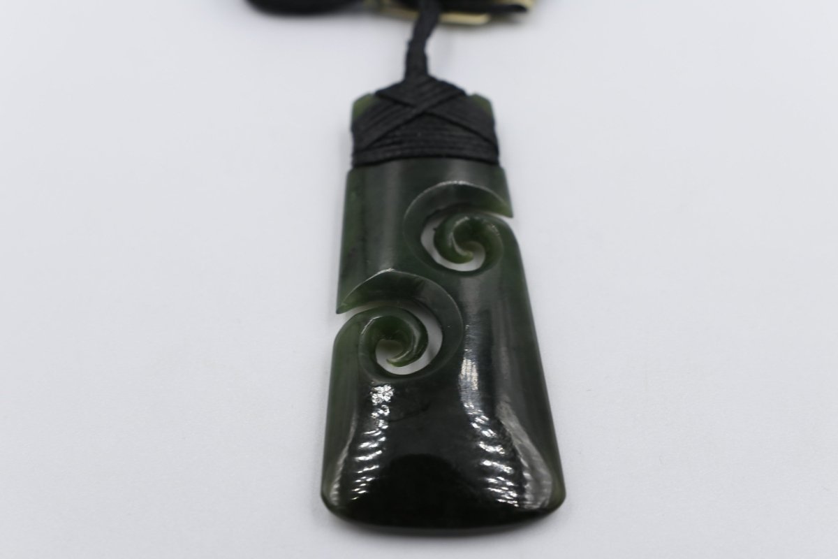 New Zealand Greenstone Toki with Double Koru