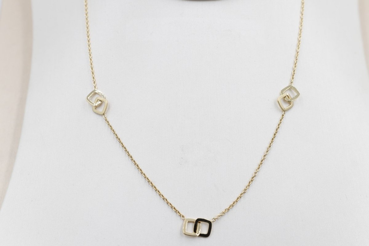 9ct Gold Trace Link with overlapping diamond shape Pendents links HHY153/4