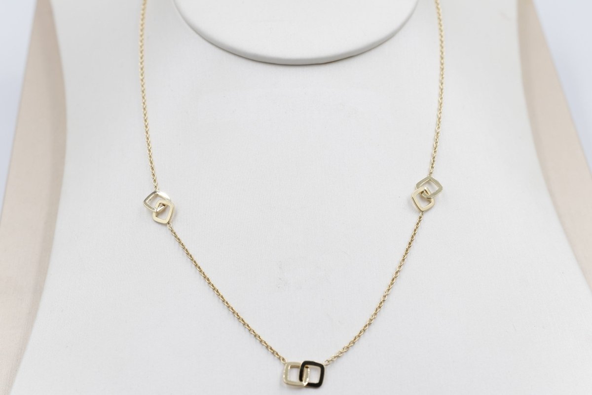 9ct Gold Trace Link with overlapping diamond shape Pendents links HHY153/4