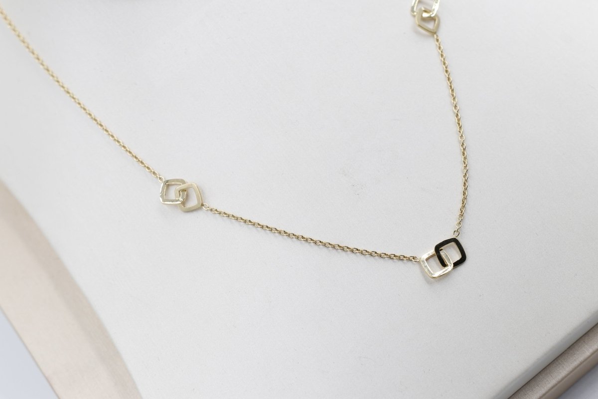 9ct Gold Trace Link with overlapping diamond shape Pendents links HHY153/4
