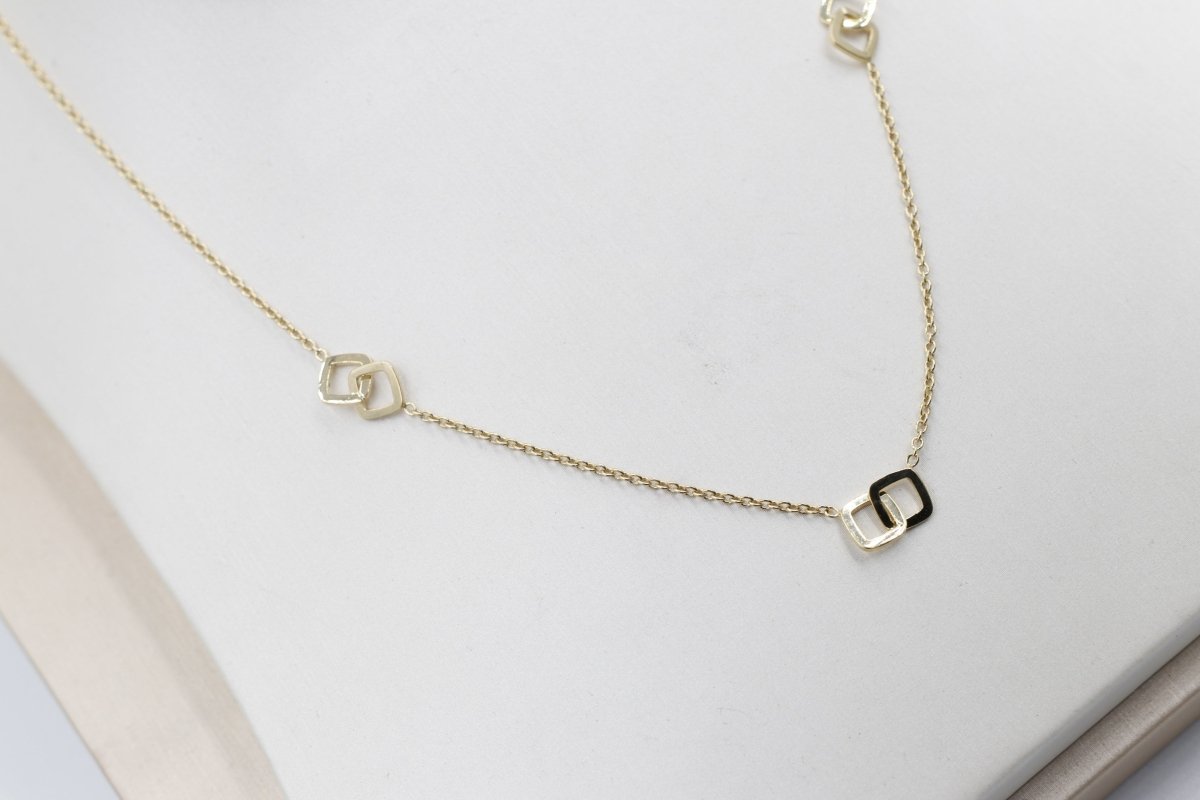 9ct Gold Trace Link with overlapping diamond shape Pendents links HHY153/4