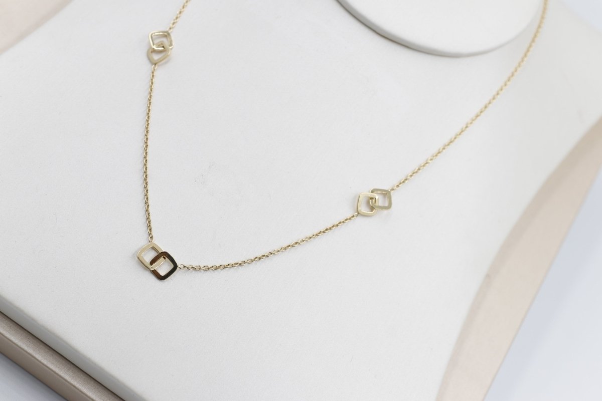 9ct Gold Trace Link with overlapping diamond shape Pendents links HHY153/4
