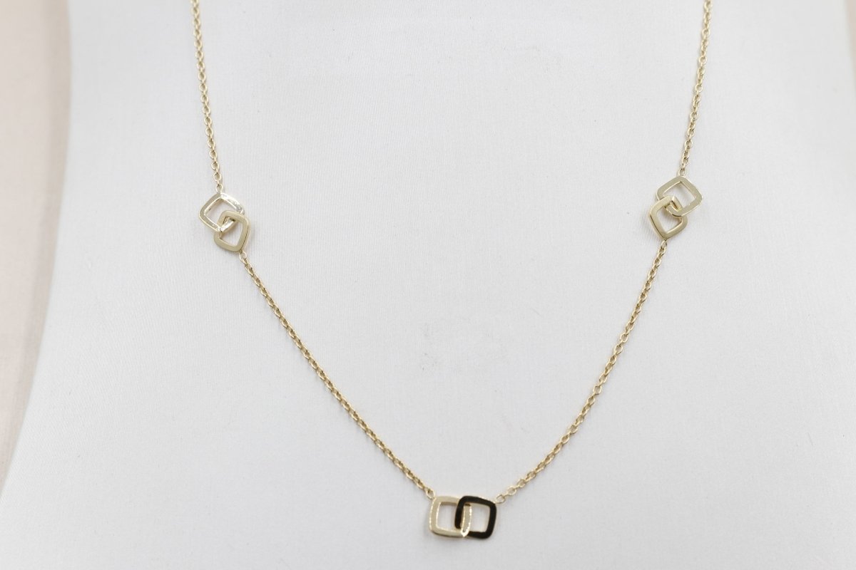9ct Gold Trace Link with overlapping diamond shape Pendents links HHY153/4