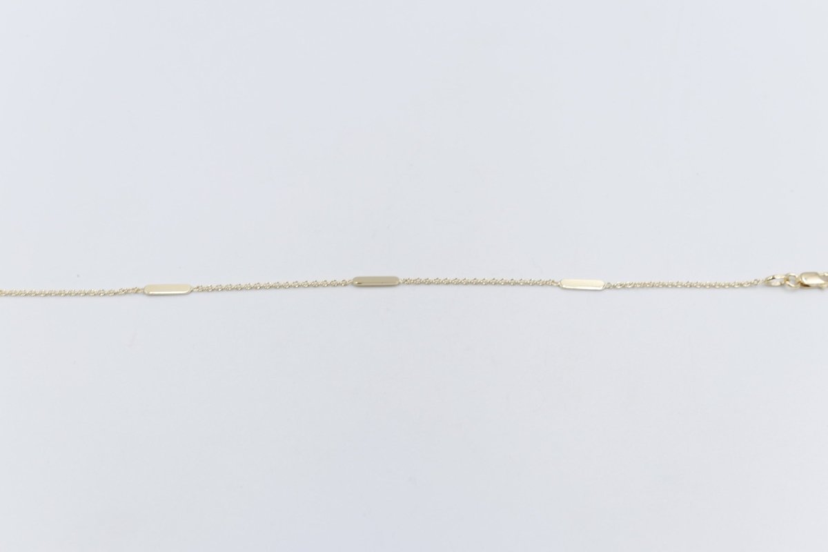 9ct Gold Fine curb Link with solid elongated Bars Bracelet HHY315/41