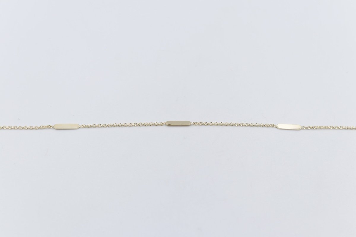 9ct Gold Fine curb Link with solid elongated Bars Bracelet HHY315/41