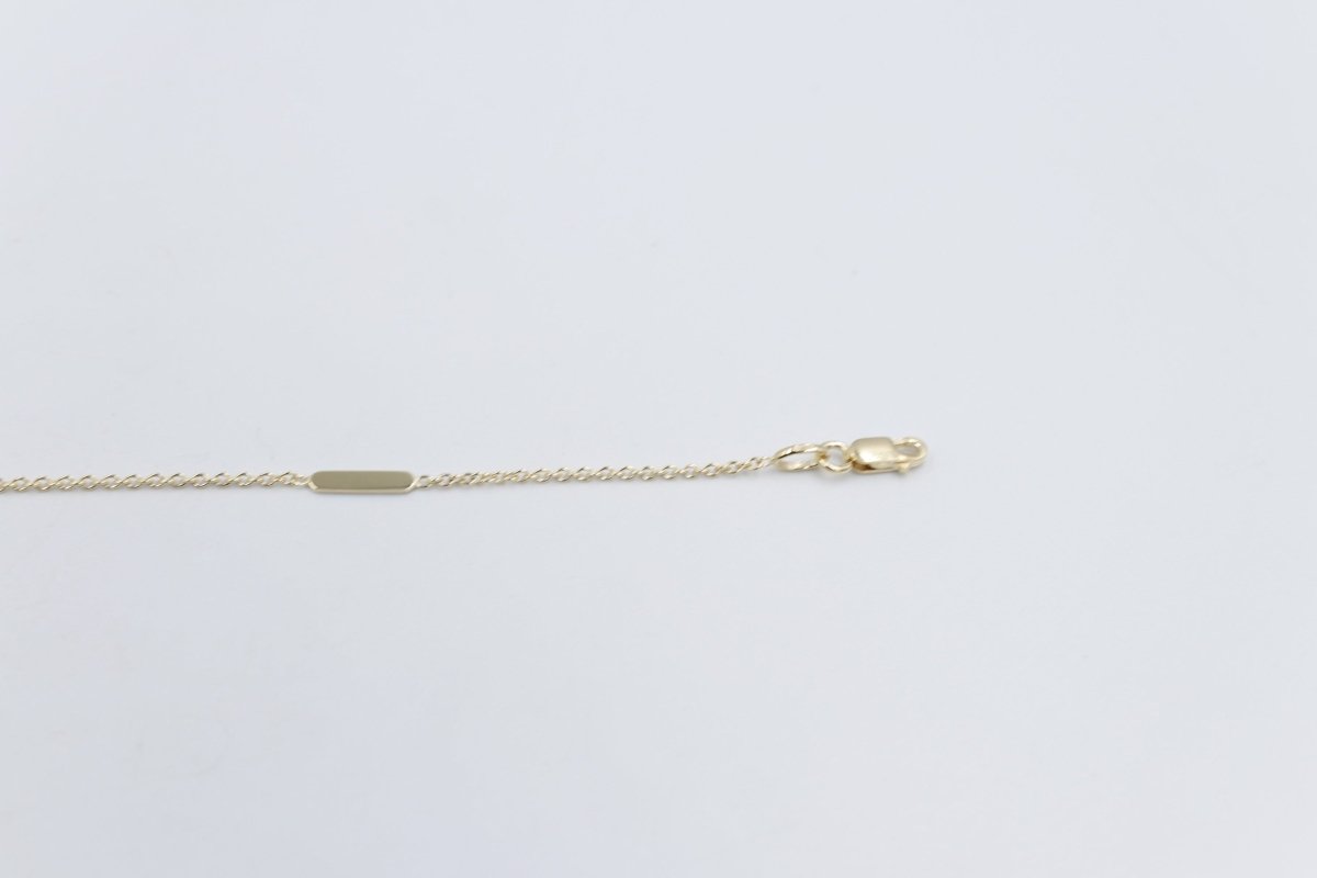 9ct Gold Fine curb Link with solid elongated Bars Bracelet HHY315/41