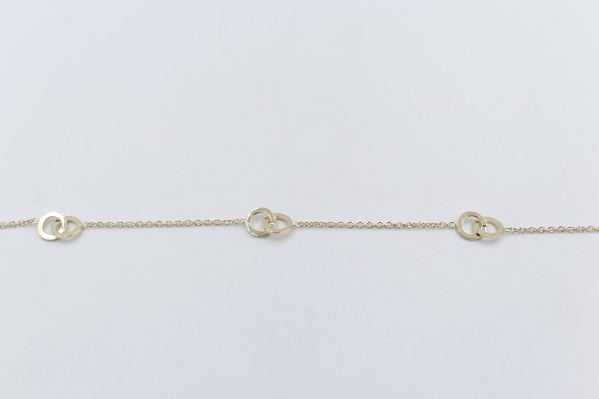 9ct Gold Trace link with round shape pendents  bracelet HHY155/41