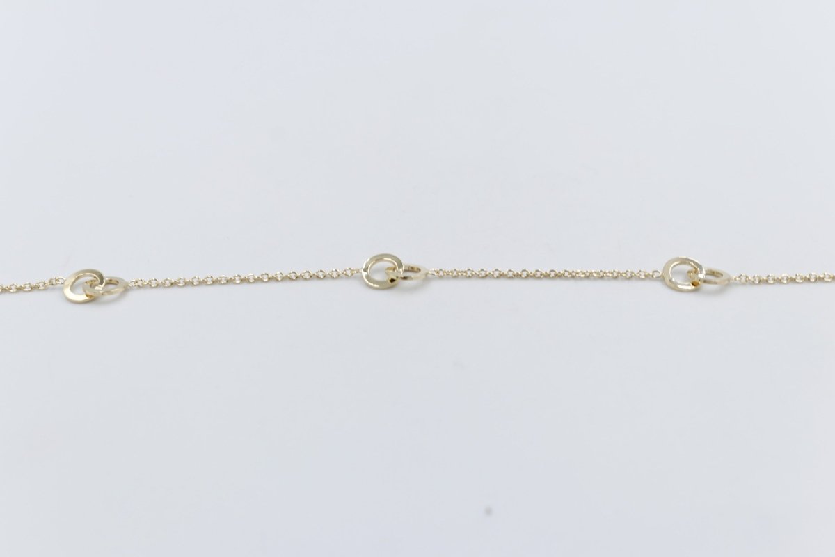 9ct Gold Trace link with round shape pendents  bracelet HHY155/41