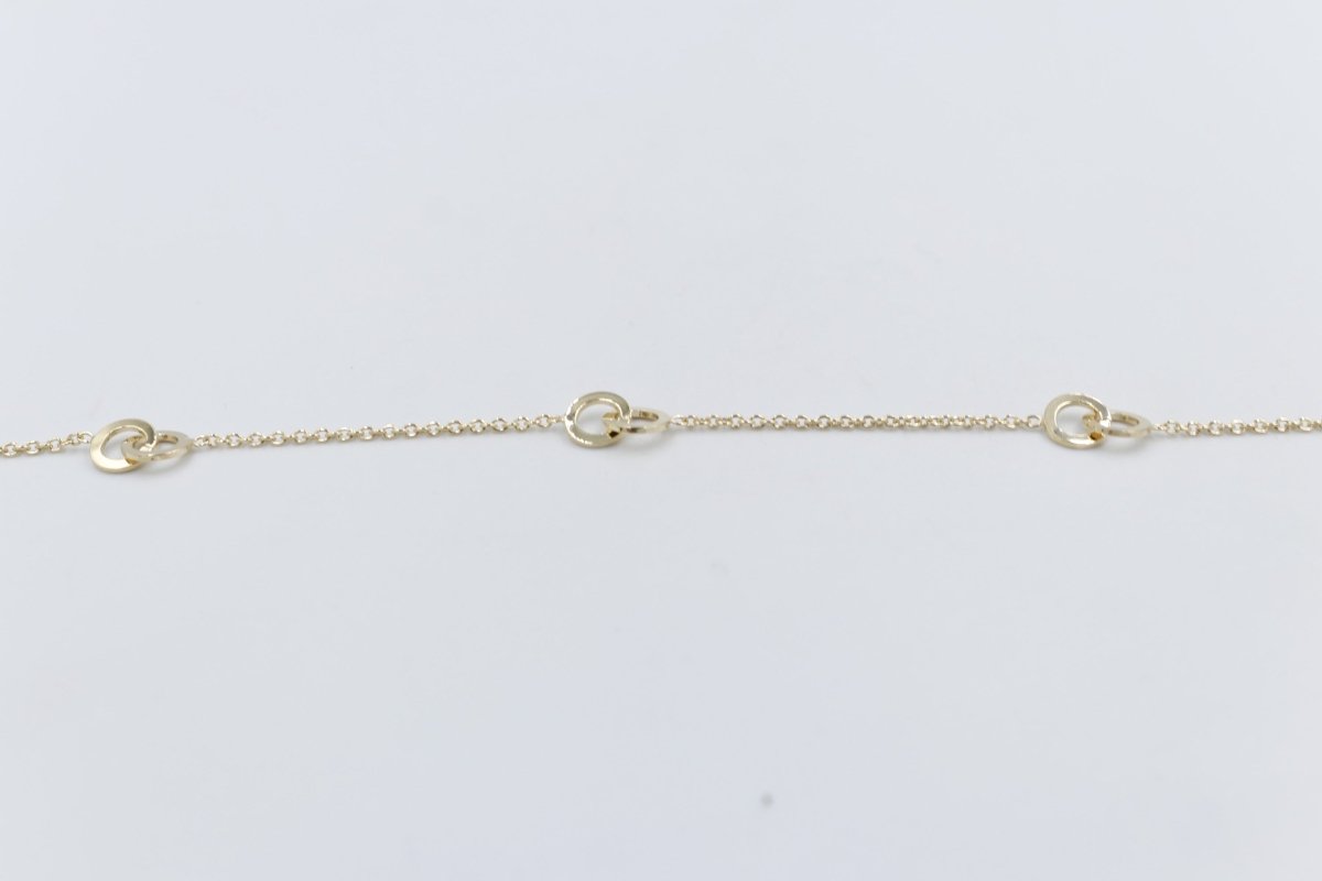 9ct Gold Trace link with round shape pendents  bracelet HHY155/41