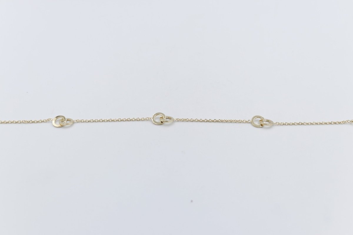 9ct Gold Trace link with round shape pendents  bracelet HHY155/41