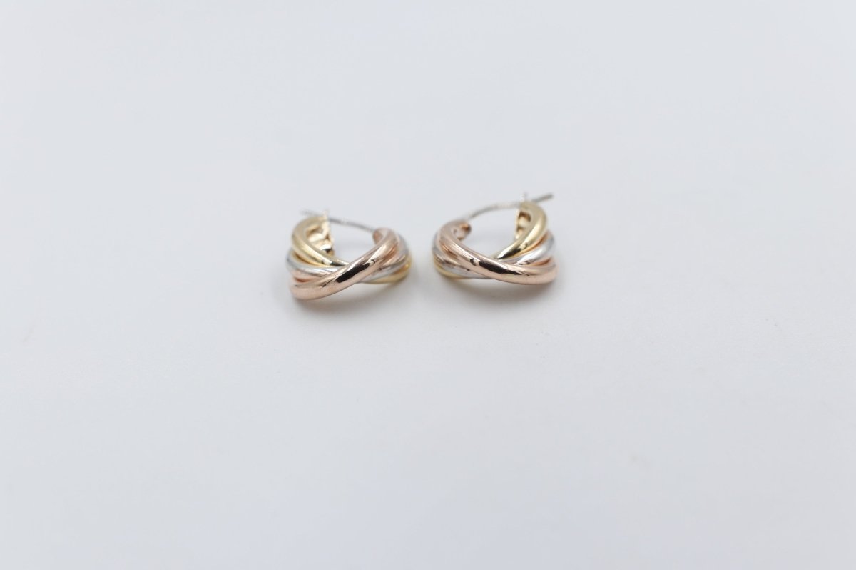 9ct Gold 3 tone crossover Earrings 10OBC698/9900