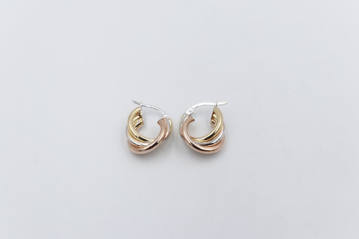 9ct Gold 3 tone crossover Earrings 10OBC698/9900