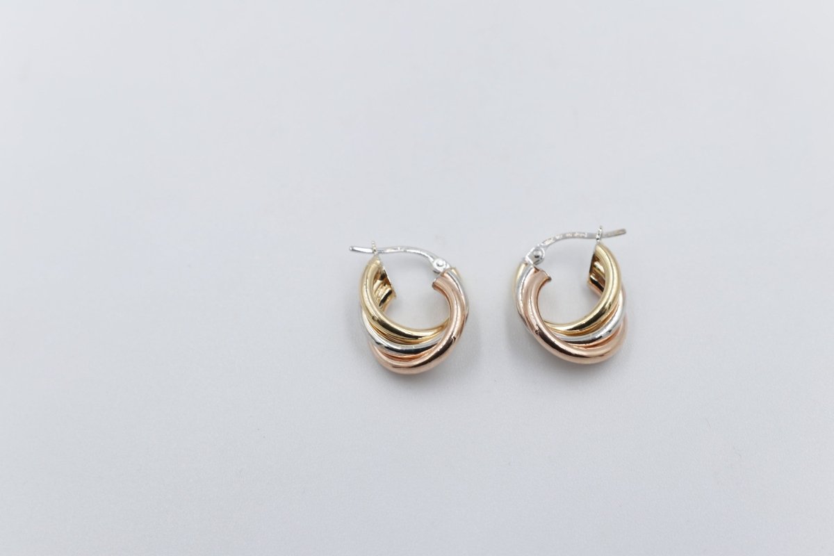 9ct Gold 3 tone crossover Earrings 10OBC698/9900