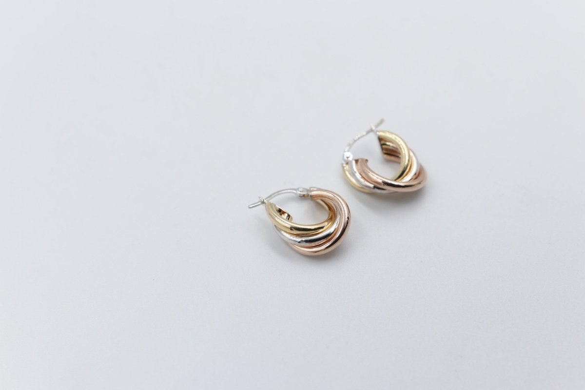 9ct Gold 3 tone crossover Earrings 10OBC698/9900